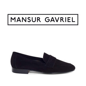 NIB Mansur Gavriel Black Suede Classic Loafer 36.5